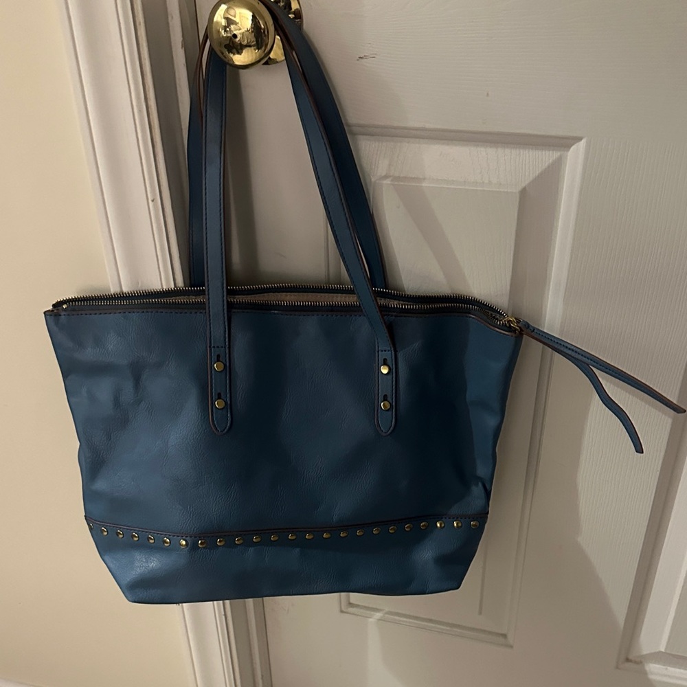 Fossil Blue faux Leather Tote Bag